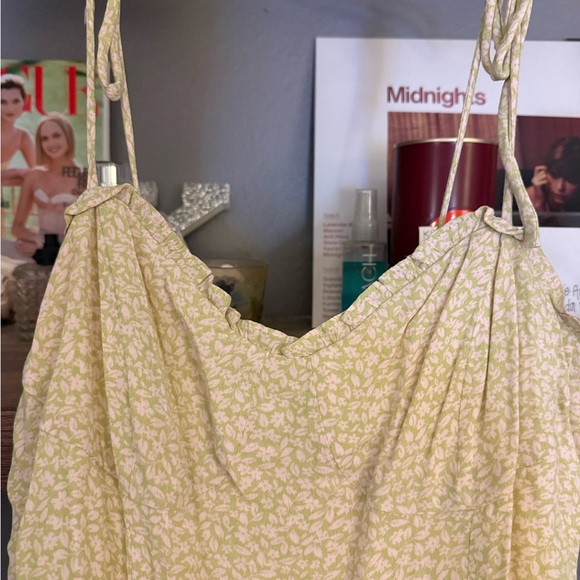 audrey Pale Spring greenFloral Maxi Slip Dress with Side Slit - Picture 4 of 4